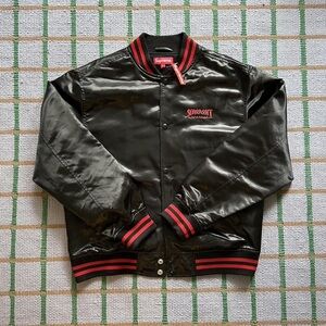 Supreme Satin Black Bomber with Red Highlights